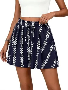 Femmes taille haute imprimé géométrique short casual vacances d'été short ample mode
