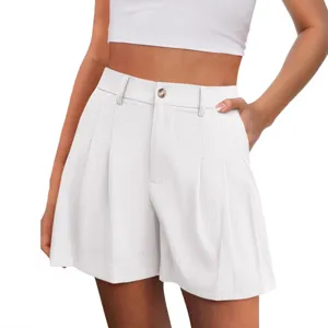 Shorts decontractes plisses taille haute pour femme mode urbaine ete vetements.