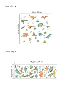 Bunte Cartoon Dinosaurier Wandaufbewahrung Kinderzimmer Dekoration Wandtattoo selbstklebend