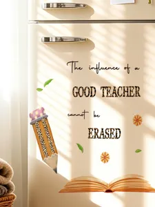 Leopard print pencil book English wall sticker teacher quote classroom decor decal for study room.