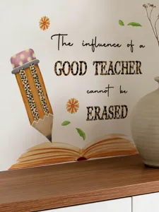 Leopard pencil book English quote wall sticker for study room kids room decoration