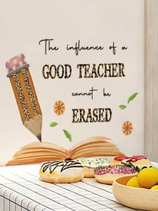 Leopard pencil book English quote wall sticker for kids room study room background decor