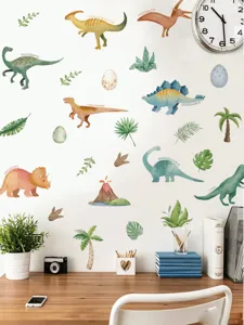 Bunte Aquarell Cartoon Dinosaurier Wandsticker fur Kinderzimmer Schlafzimmer Wanddeko.