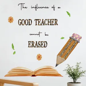 Leopard print pencil book English wall sticker for study and children's room decoration