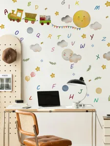 Muursticker Kinderkamer PVC Cartoon Trein Alfabet Zon Muurstickers Wanddecoratie