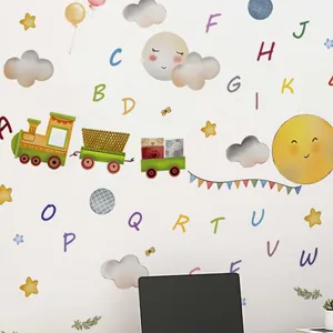 Kinderkamer muursticker alfabet trein zelfklevende PVC muurdecoratie voor slaapkamer