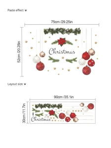 Christmas wall sticker layout size and paste effect display for living room holiday wall decoration