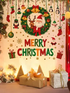 Stickers muraux Noël Père Noël renne PVC décoration autocollante pour salon et chambre