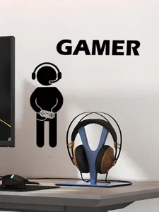 Adesivo murale nero gamer silhouette per decorazione stanza da gioco adesivo vinilico.
