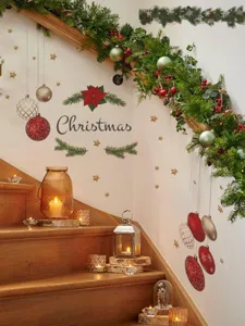 Christmas wall sticker PVC self-adhesive removable festive holiday home decor detail view.