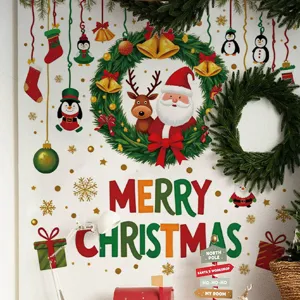 Noël Père Noël renne autocollant mural PVC auto-adhésif décoration maison salon