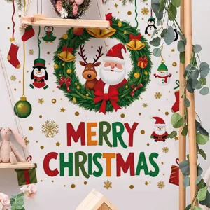 Stickers muraux de Noël Père Noël renne autocollants de fenêtre décoration de fête