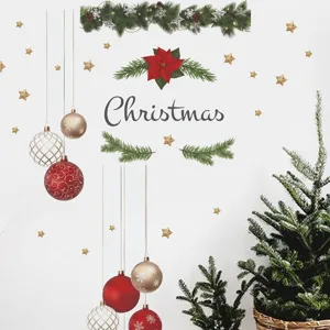 Removable Christmas wall stickers PVC self-adhesive decals for living room holiday home decor.