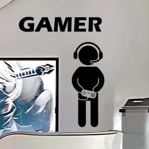 Adesivo murale giocatore nero PVC autoadesivo per decorazione stanza gaming rimovibile