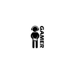 Adesivo murale nero silhouette da giocatore sticker gamer arredo e-sport PVC autoadesivo