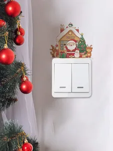 Weihnachten Schalter Aufkleber Cartoon Weihnachtsmann Rentier Wandaufkleber Dekoration