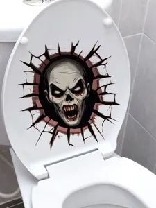 Autocollant de toilette tête de mort 3D horreur PVC étanche décoration salle de bain