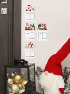 Weihnachten Cartoon Schalter Aufkleber Weihnachtsmann Rentier Wanddekoration fuer Zuhause