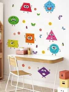 Leuke cartoon geometrische vorm muurstickers voor kinderkamer slaapkamer PVC decor
