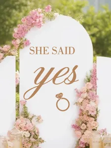 Vue détaillée de l'autocollant mural de mariage élégant avec arches florales roses.