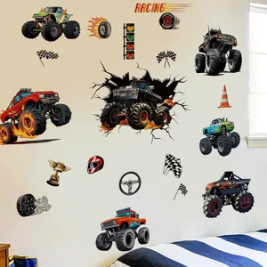 1set monster truck wall stickers removable PVC decals for kids bedroom nursery decor