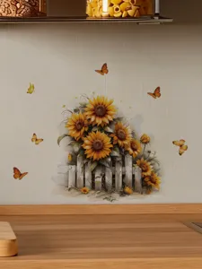 Autocollant mural tournesol clôture décoration de chambre PVC papier peint adhésif détail
