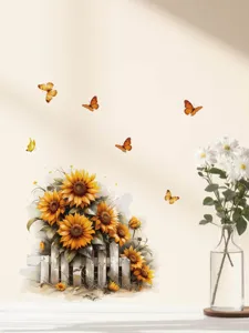 Autocollant mural motif tournesol en PVC décoration maison salon chambre mur de fond.