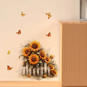 Stickers muraux tournesol salon chambre art mural amovible PVC autocollant décoration maison