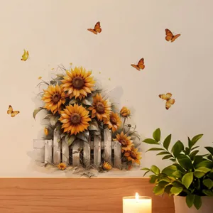 Adhésif mural tournesol pour décoration de chambre et salon, autocollant en PVC.