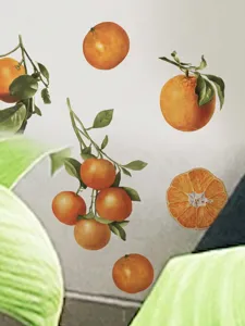 Orange wall sticker PVC botanical peel and stick decal for bedroom living room room decor detail