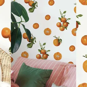 Orange peel and stick wall sticker PVC removable citrus fruit wall decal for home bedroom decor