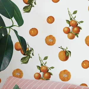 Orange fruit wall sticker PVC self adhesive removable home bedroom living room decor wallpaper