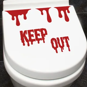 Autocollant de toilette sanglant d'Halloween etanche autocollant amovible salle de bain