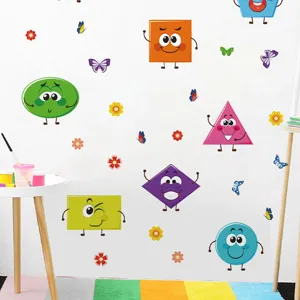 Cartoon geometrische vormen muursticker PVC zelfklevend kinderkamer slaapkamer decor