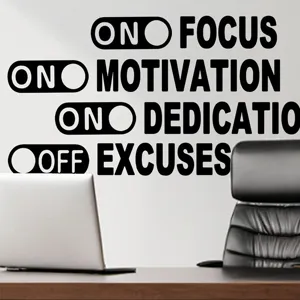 Motivationele Engelse Letters Muursticker PVC Verwijderbaar Zwart Citaten Muursticker Schakelaar Pictogram Ontwerp Voor Kantoor Slaapkamer Woondecoratie
