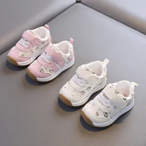 Chaussures Premier Pas Bébé Imperméable Cuir Synthétique Semelle Caoutchouc Mignon Chat Dessin Animé Scratch Chaussures Casual
