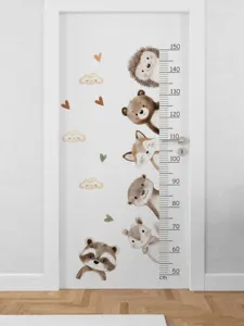 Niedliche Cartoon Tier Groessenwachstum Wandaufkleber fuer Kinderzimmer Tuer Dekoration.