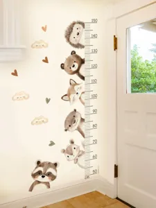 Niedlicher Cartoon Tiere Messlatte Wandaufkleber fuer Kinderzimmer Dekoration Wand.