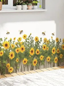 Zonnesbloem bloem gras muursticker zelfklevend behang decoratie voor woonkamer slaapkamer