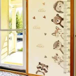 Niedlicher Cartoon-Tier-Größenaufkleber mit 50-150cm Messlatte für Kinderzimmer Wanddekoration.