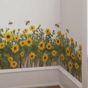 Zonnebloem muursticker zelfklevend vinyl voor slaapkamer woonkamer huisdecoratie hoofdaanzicht