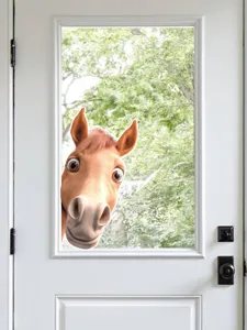 Funny peeking horse wall sticker peel and stick vinyl decal for home bedroom living room decor