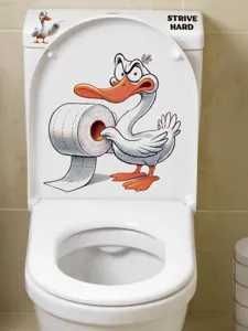 Pegatina de baño para inodoro de pato gracioso impermeable PVC decoración.