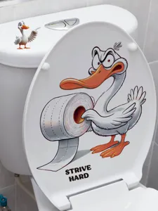 Divertido pato de dibujos animados tapa de inodoro decoración baño adhesivo PVC