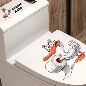 Pegatina de inodoro de pato divertido impermeable PVC autoadesivo tapa de inodoro baño.