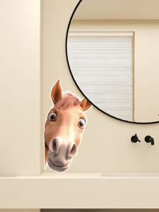 Funny peeking horse wall sticker for bathroom bedroom home decor self adhesive PVC decal