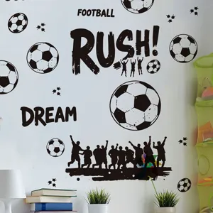 Fussball Wandaufkleber fuer Jungen Schlafzimmer Sport Wanddekoration selbstklebend PVC