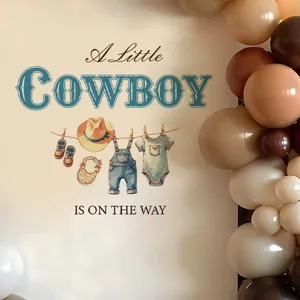 Baby shower cowboy wall sticker arch backdrop gender reveal party decor self-adhesive PVC