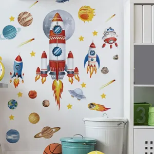 Autocollants muraux espace univers pour chambre de garcon decoration murale autocollante.