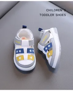 Sandales pour bebes garcons et filles, chaussures d'ete souples et respirantes a scratch.